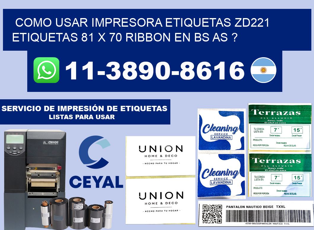 como usar impresora etiquetas zd221 etiquetas 81 x 70 ribbon en BS AS ?