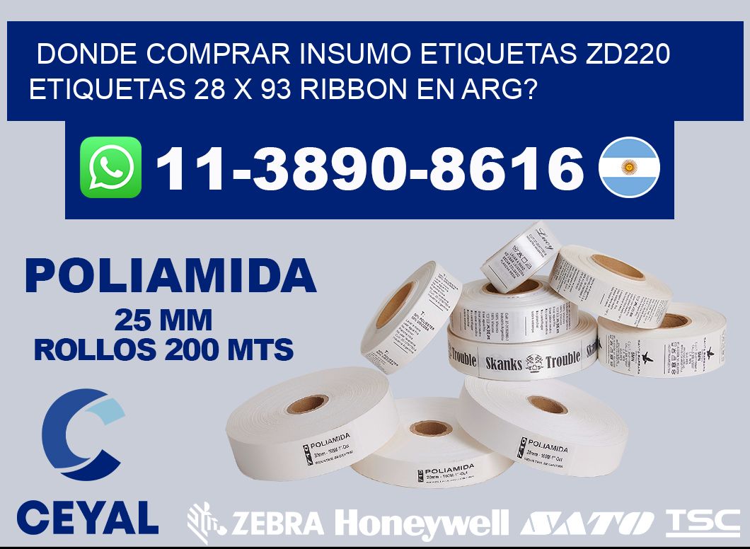 donde comprar insumo etiquetas zd220 etiquetas 28 x 93 ribbon en ARG?