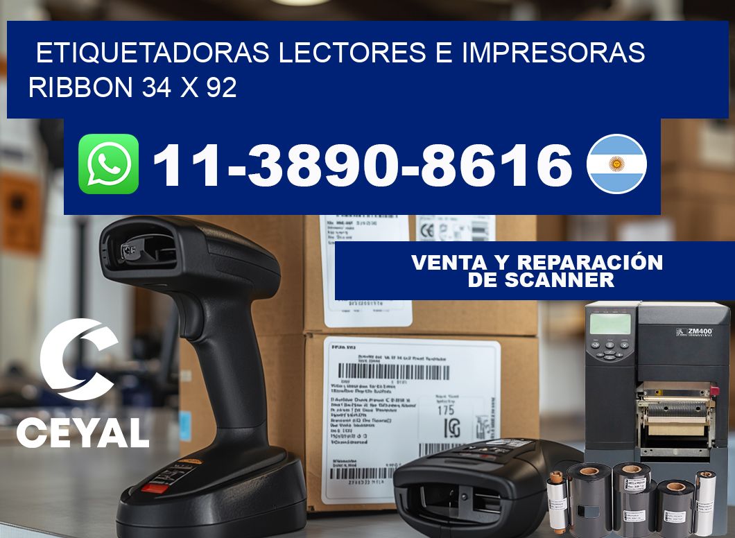 etiquetadoras lectores e impresoras ribbon 34 x 92