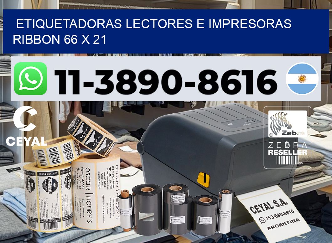etiquetadoras lectores e impresoras ribbon 66 x 21