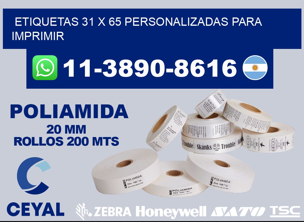 etiquetas 31 x 65 personalizadas para imprimir