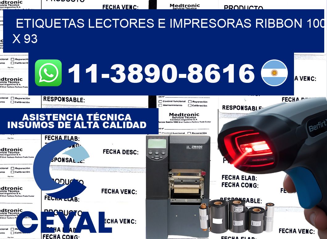 etiquetas lectores e impresoras ribbon 100 x 93