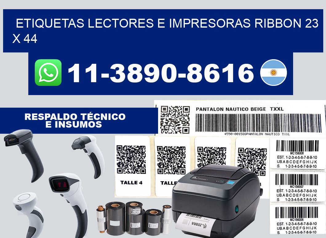 etiquetas lectores e impresoras ribbon 23 x 44