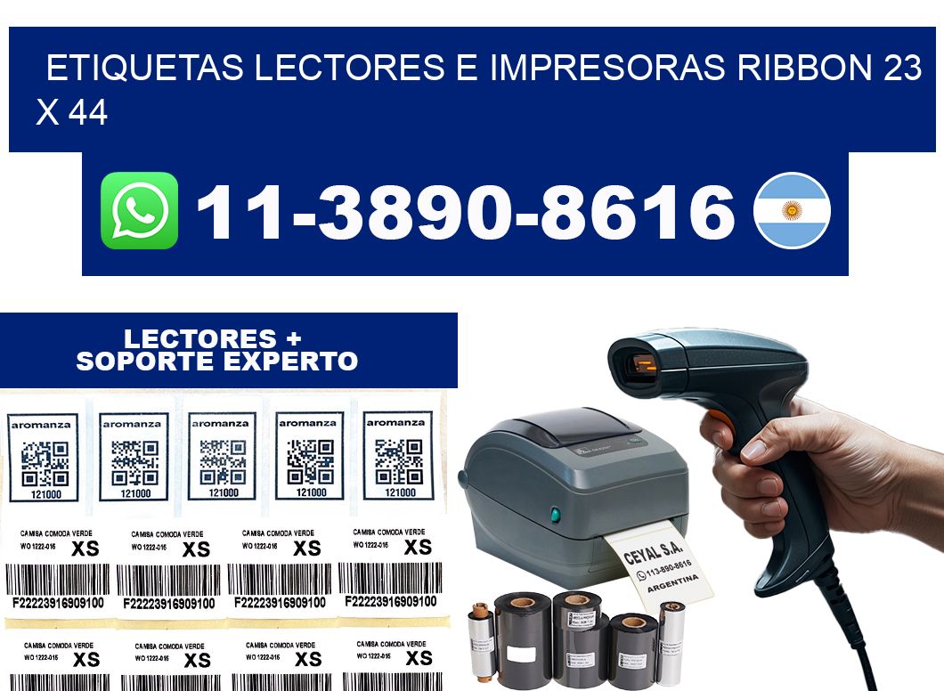 etiquetas lectores e impresoras ribbon 23 x 44