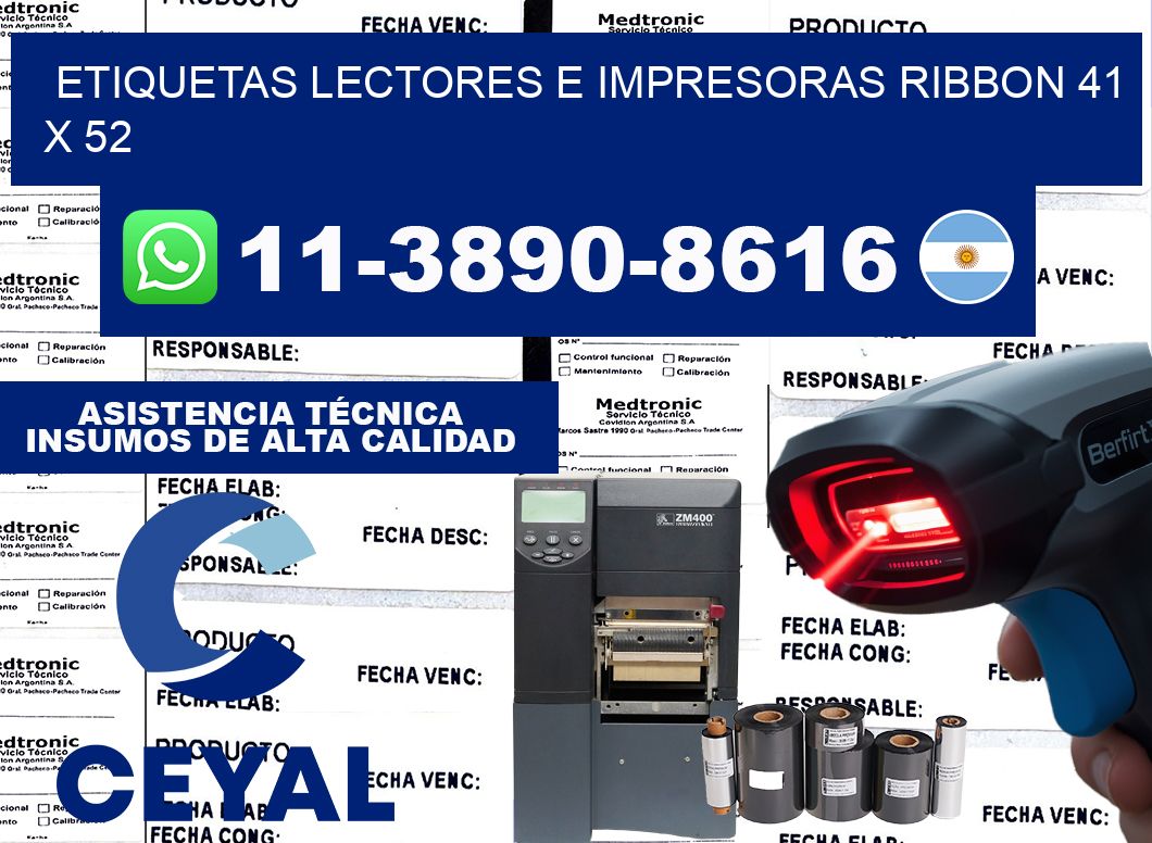 etiquetas lectores e impresoras ribbon 41 x 52