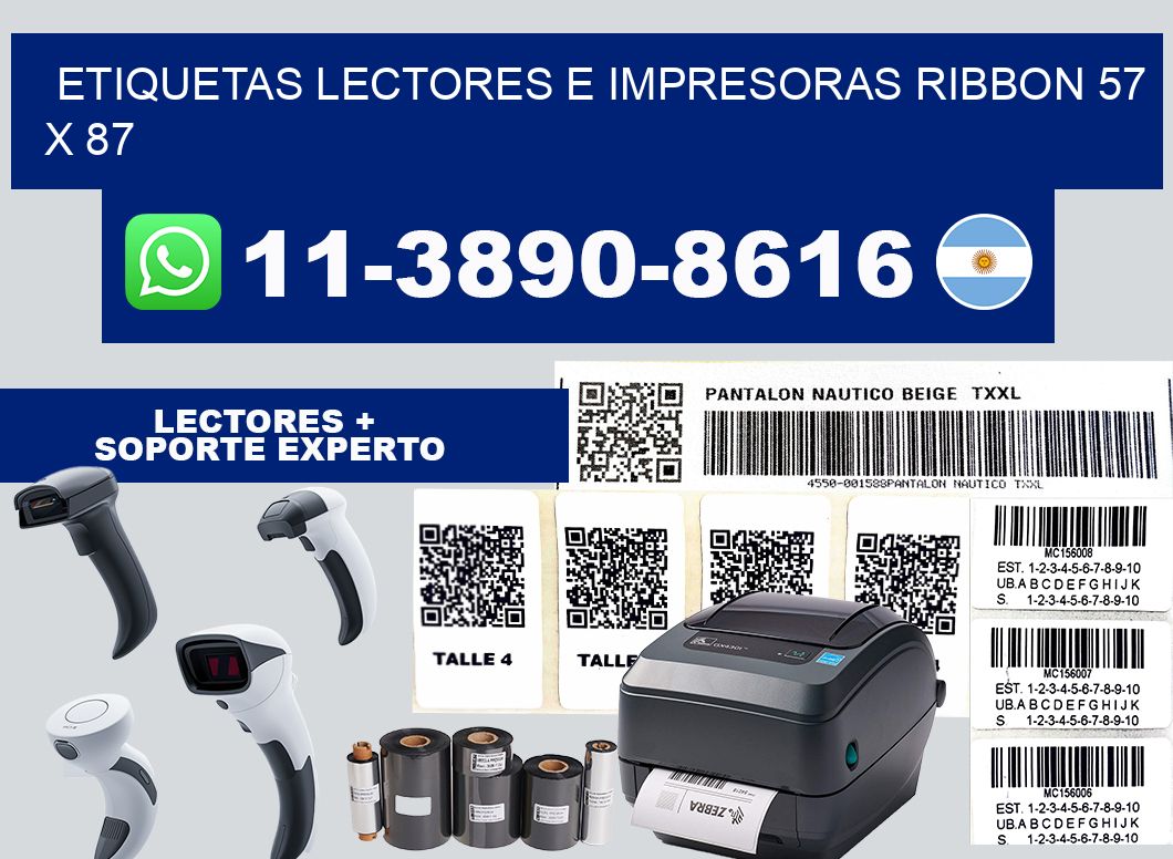 etiquetas lectores e impresoras ribbon 57 x 87