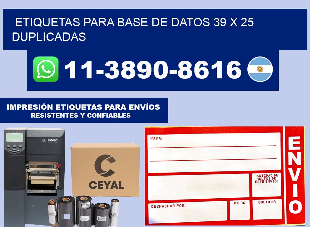 etiquetas para base de datos 39 x 25 duplicadas