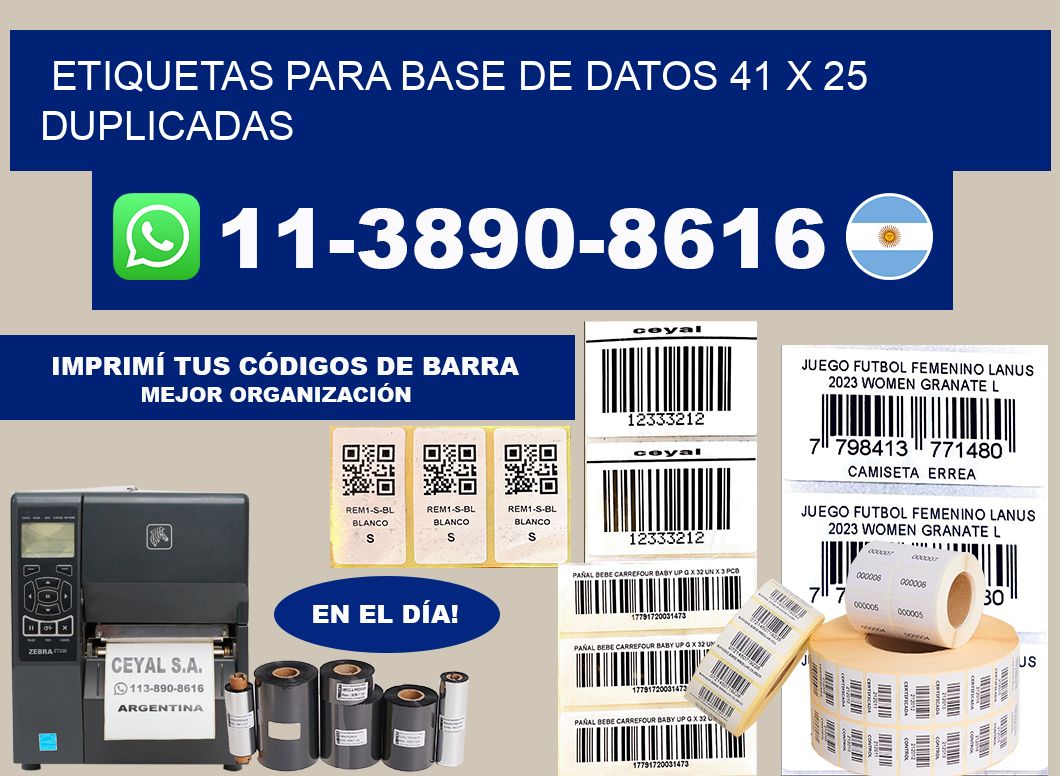 etiquetas para base de datos 41 x 25 duplicadas