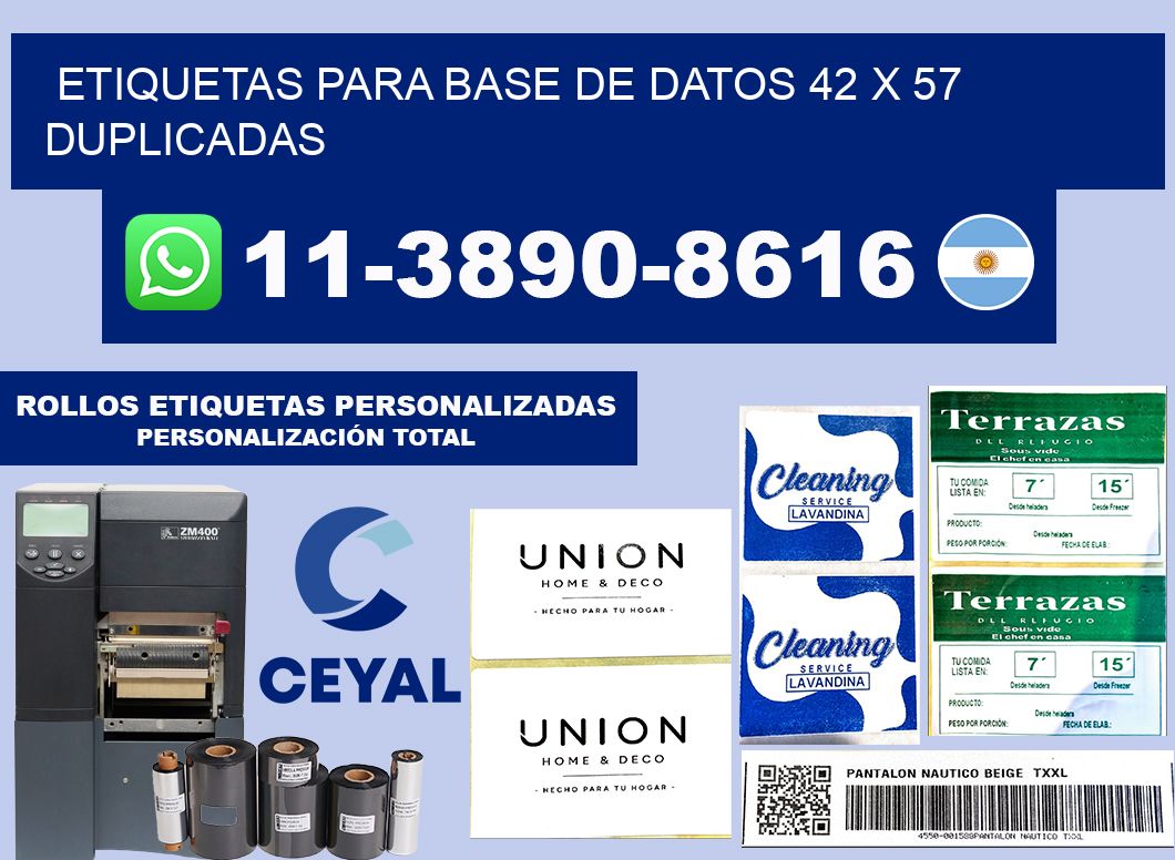 etiquetas para base de datos 42 x 57 duplicadas