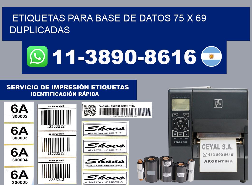 etiquetas para base de datos 75 x 69 duplicadas
