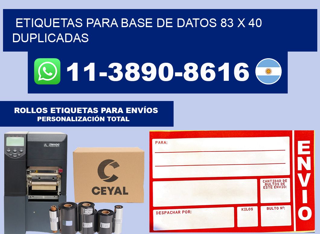 etiquetas para base de datos 83 x 40 duplicadas