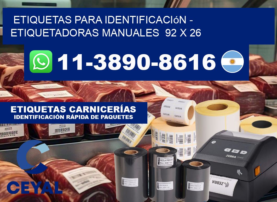 etiquetas para identificación - Etiquetadoras Manuales  92 x 26