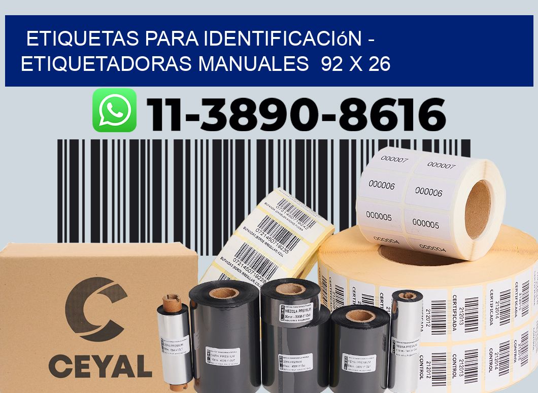 etiquetas para identificación - Etiquetadoras Manuales  92 x 26