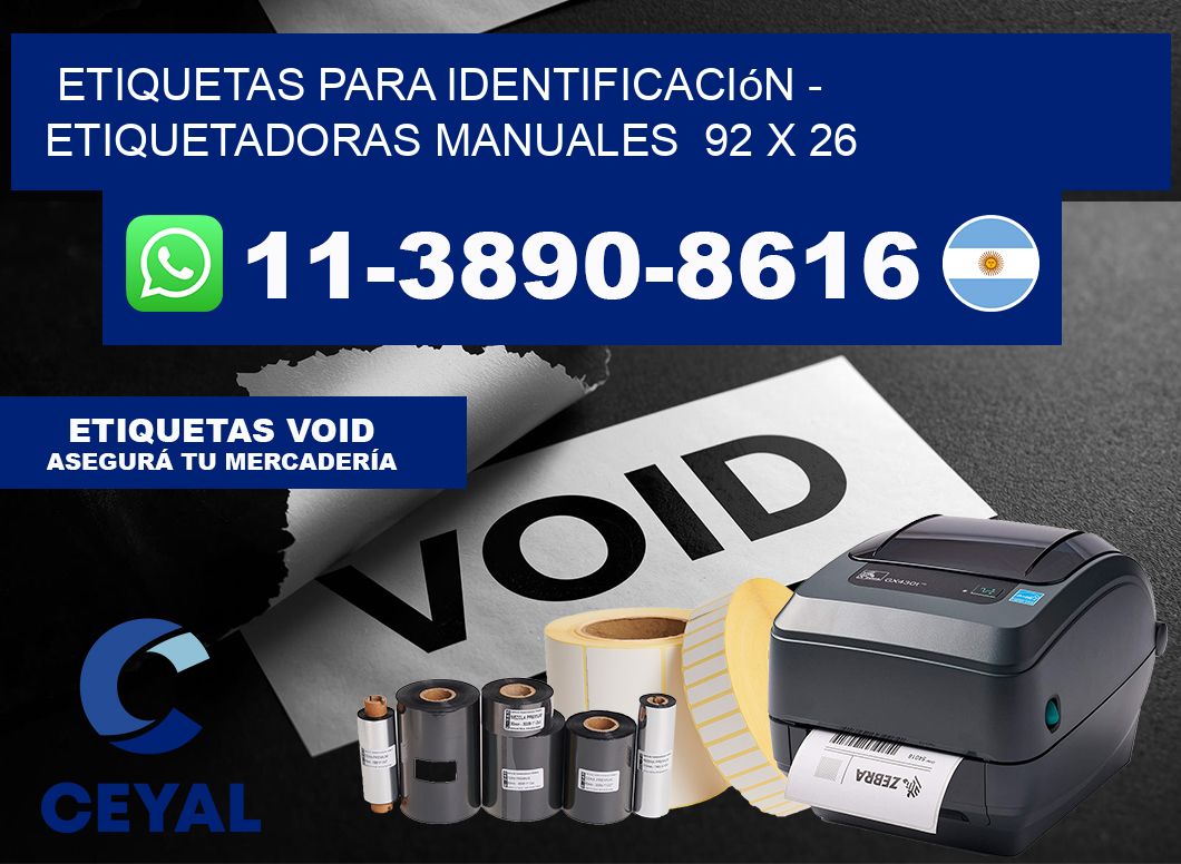etiquetas para identificación - Etiquetadoras Manuales  92 x 26