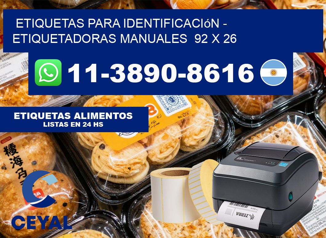 etiquetas para identificación - Etiquetadoras Manuales  92 x 26