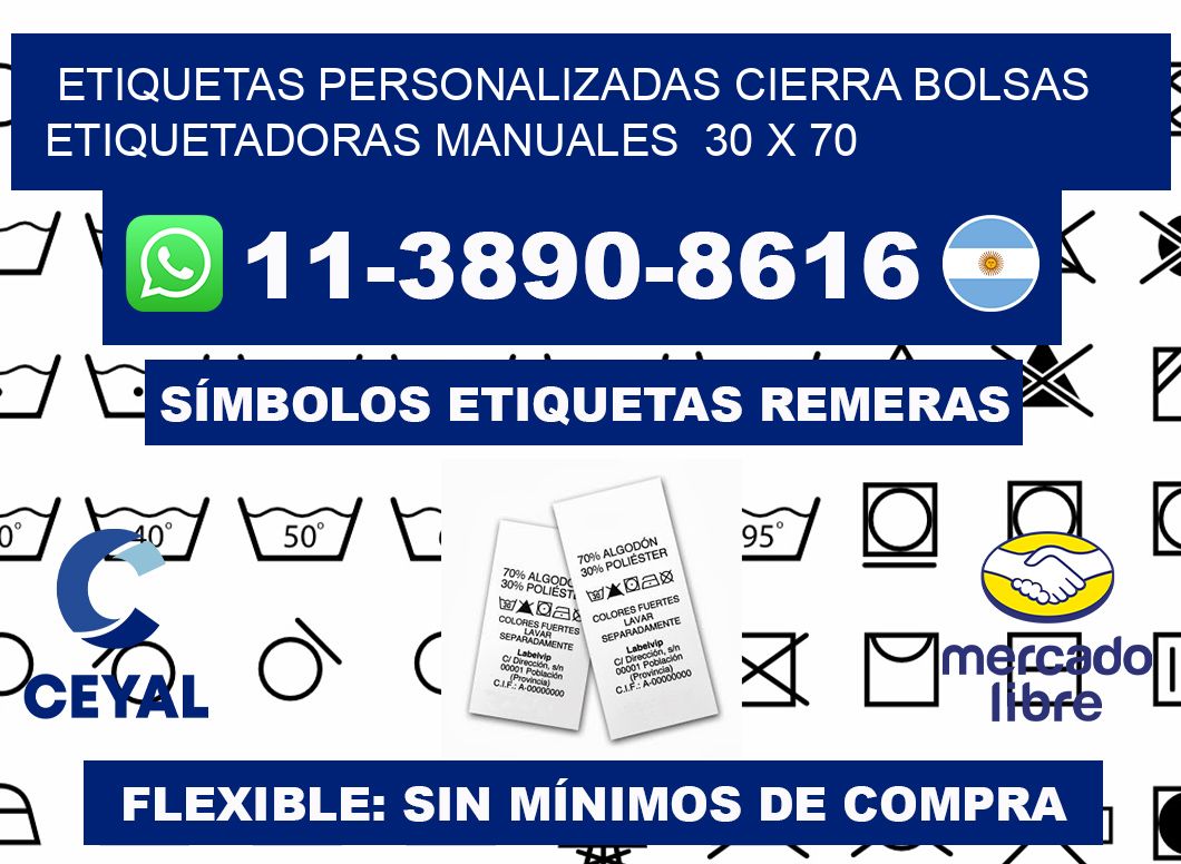 etiquetas personalizadas cierra bolsas  Etiquetadoras Manuales  30 x 70