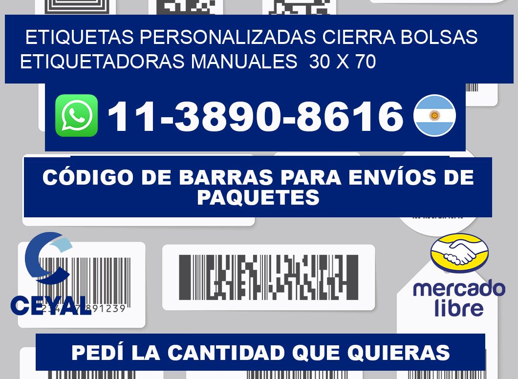 etiquetas personalizadas cierra bolsas  Etiquetadoras Manuales  30 x 70