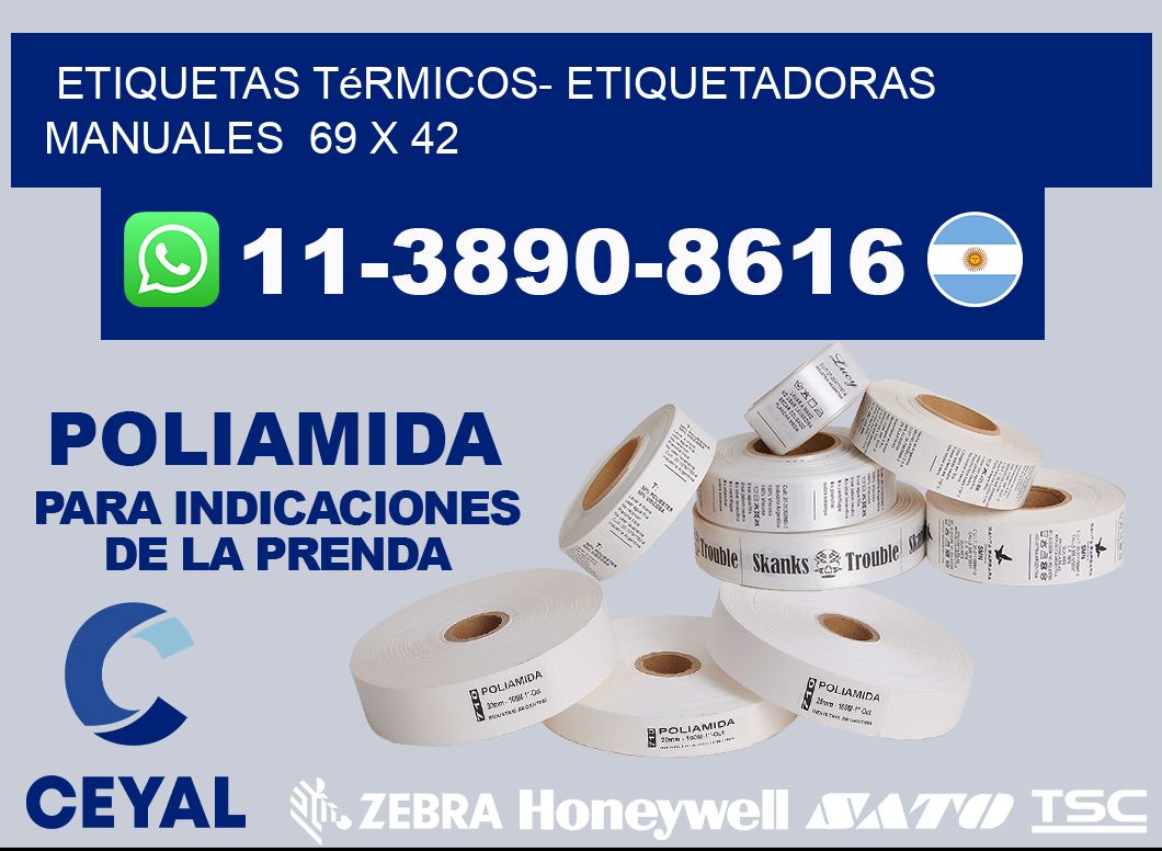 etiquetas térmicos- Etiquetadoras Manuales  69 x 42