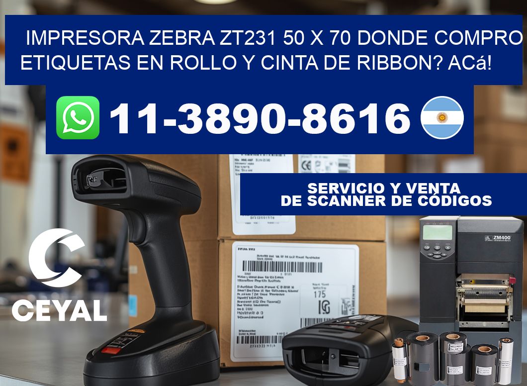 impresora zebra zt231 50 x 70 Donde compro etiquetas en rollo y cinta de ribbon? Acá!
