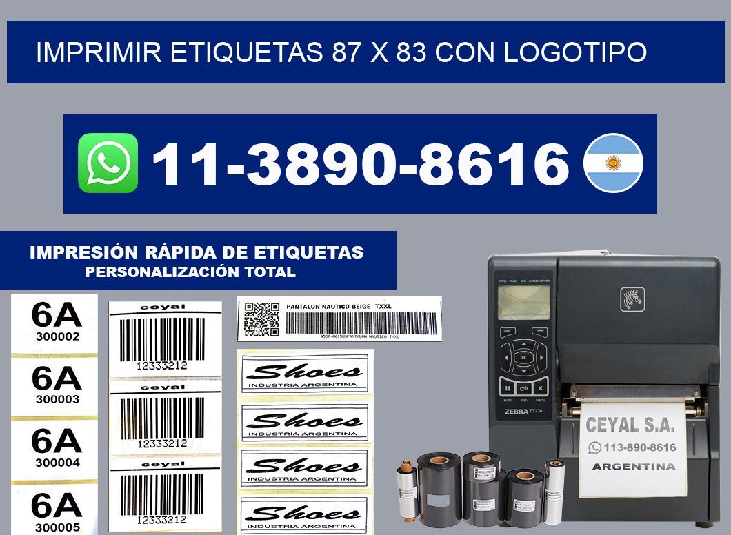 imprimir etiquetas 87 x 83 con logotipo