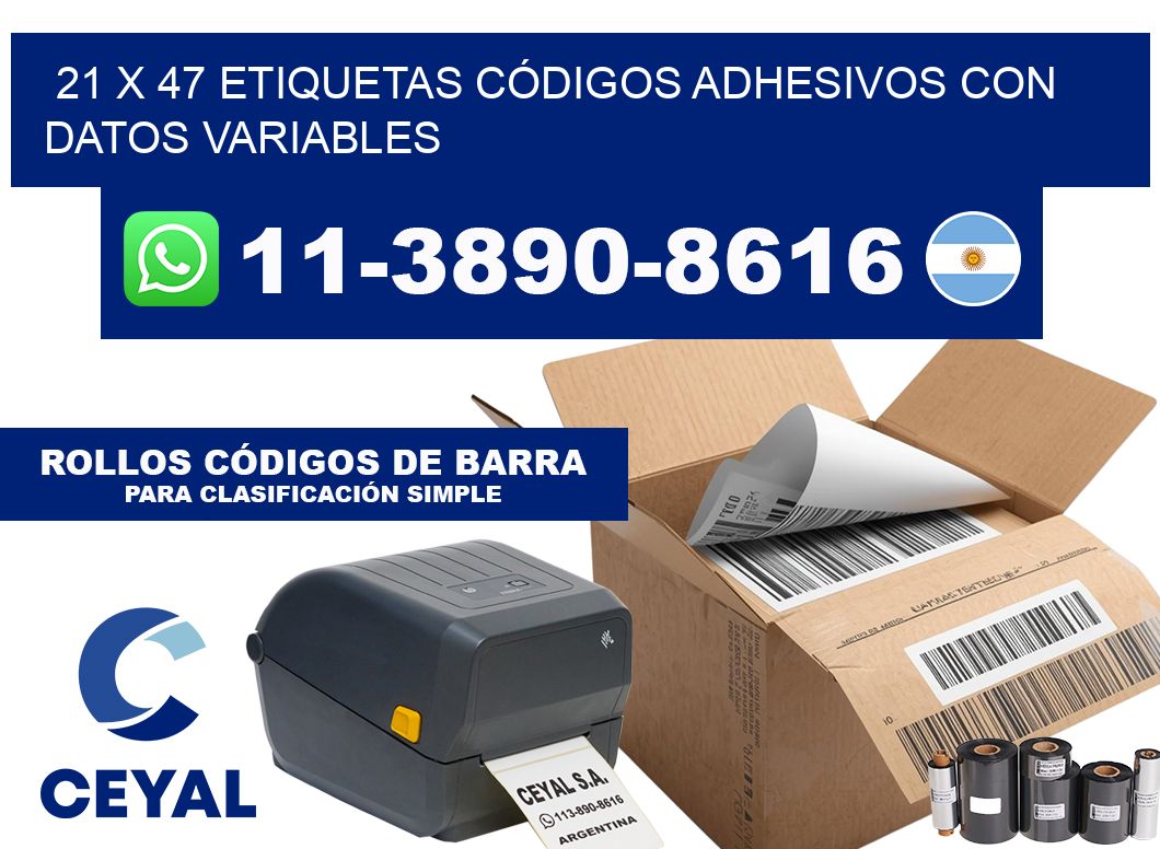 21 x 47 ETIQUETAS CÓDIGOS ADHESIVOS CON DATOS VARIABLES