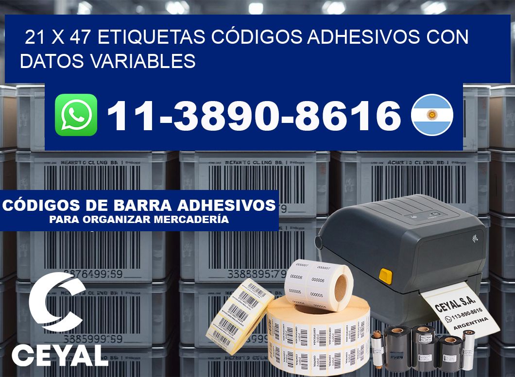 21 x 47 ETIQUETAS CÓDIGOS ADHESIVOS CON DATOS VARIABLES