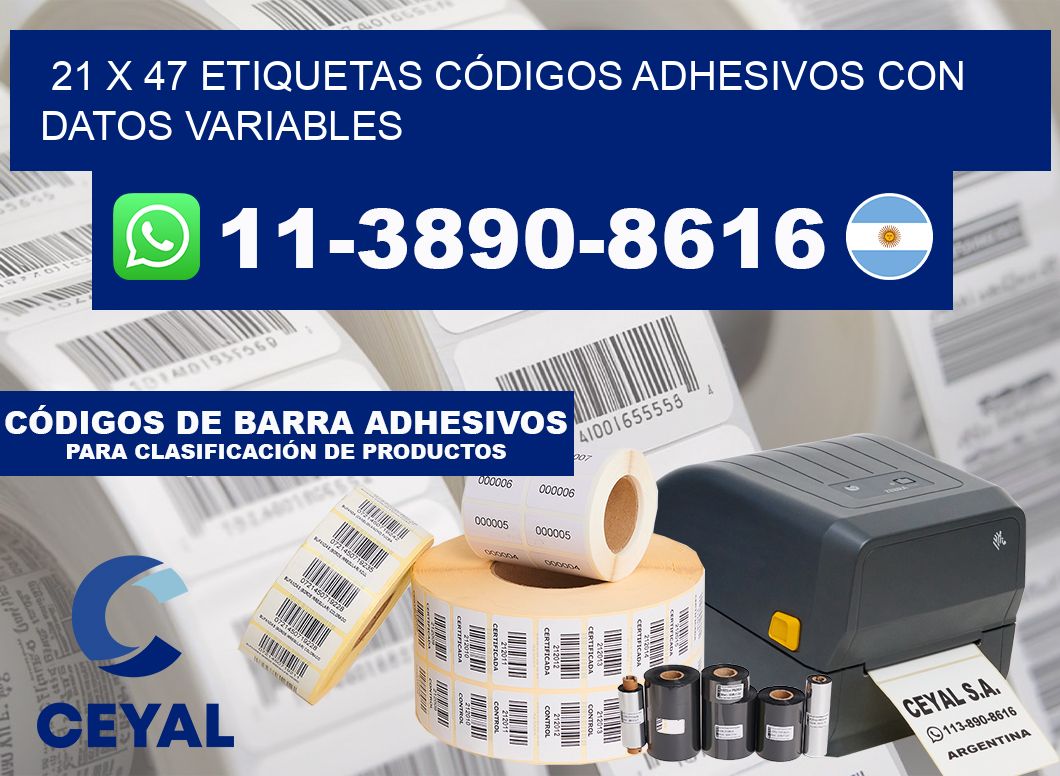 21 x 47 ETIQUETAS CÓDIGOS ADHESIVOS CON DATOS VARIABLES