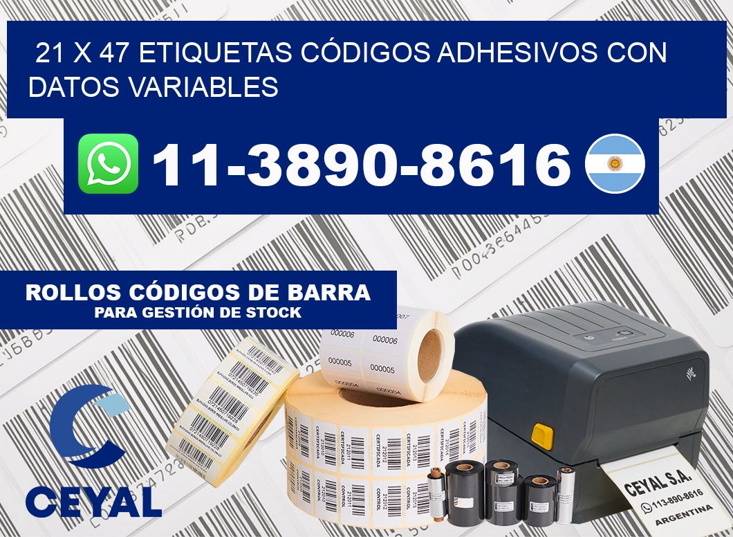 21 x 47 ETIQUETAS CÓDIGOS ADHESIVOS CON DATOS VARIABLES