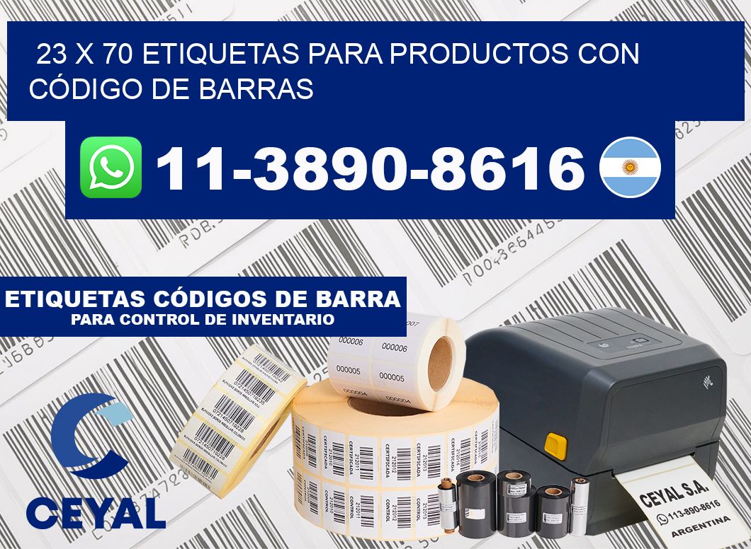 23 x 70 ETIQUETAS PARA PRODUCTOS CON CÓDIGO DE BARRAS