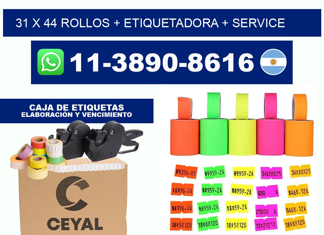 31 x 44 rollos + etiquetadora + service