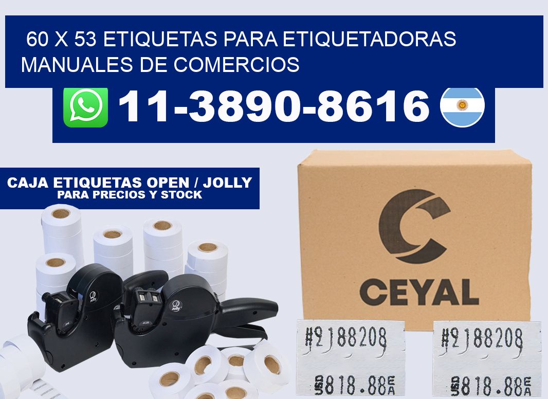 60 x 53 etiquetas para etiquetadoras manuales de comercios