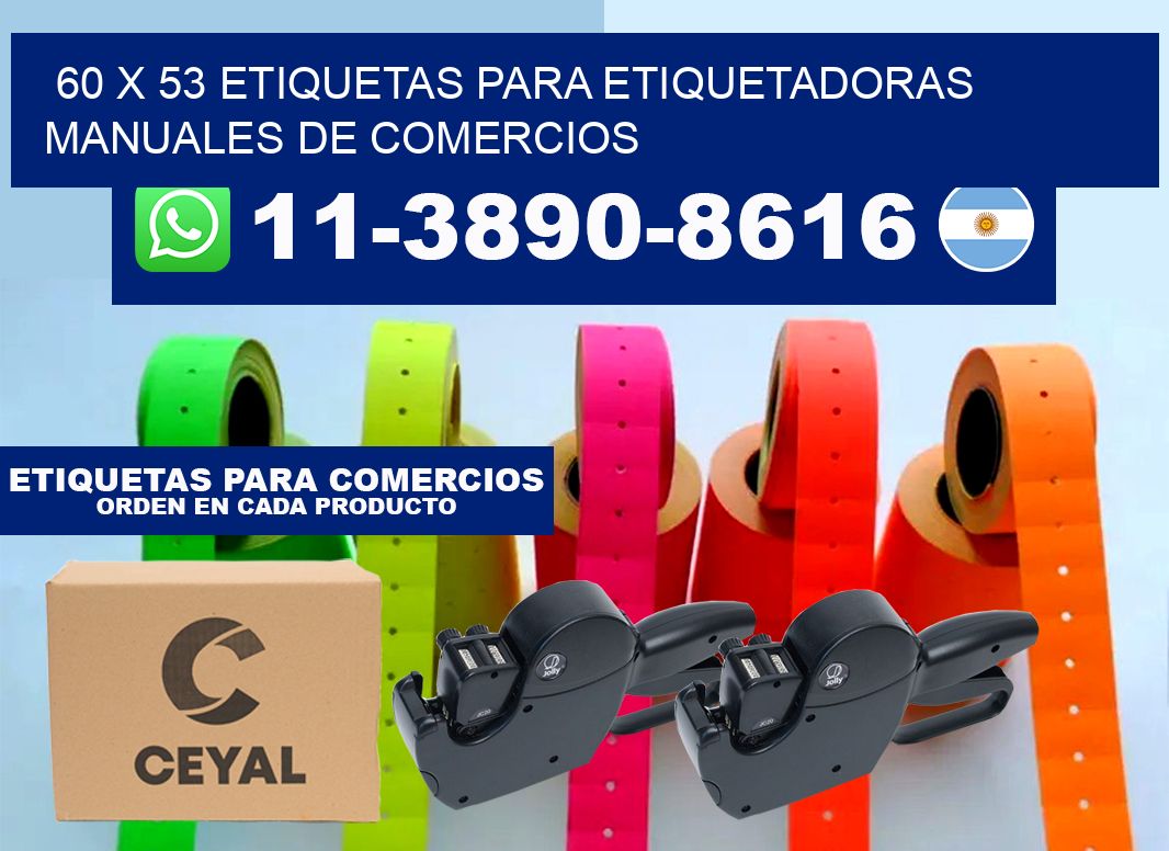 60 x 53 etiquetas para etiquetadoras manuales de comercios