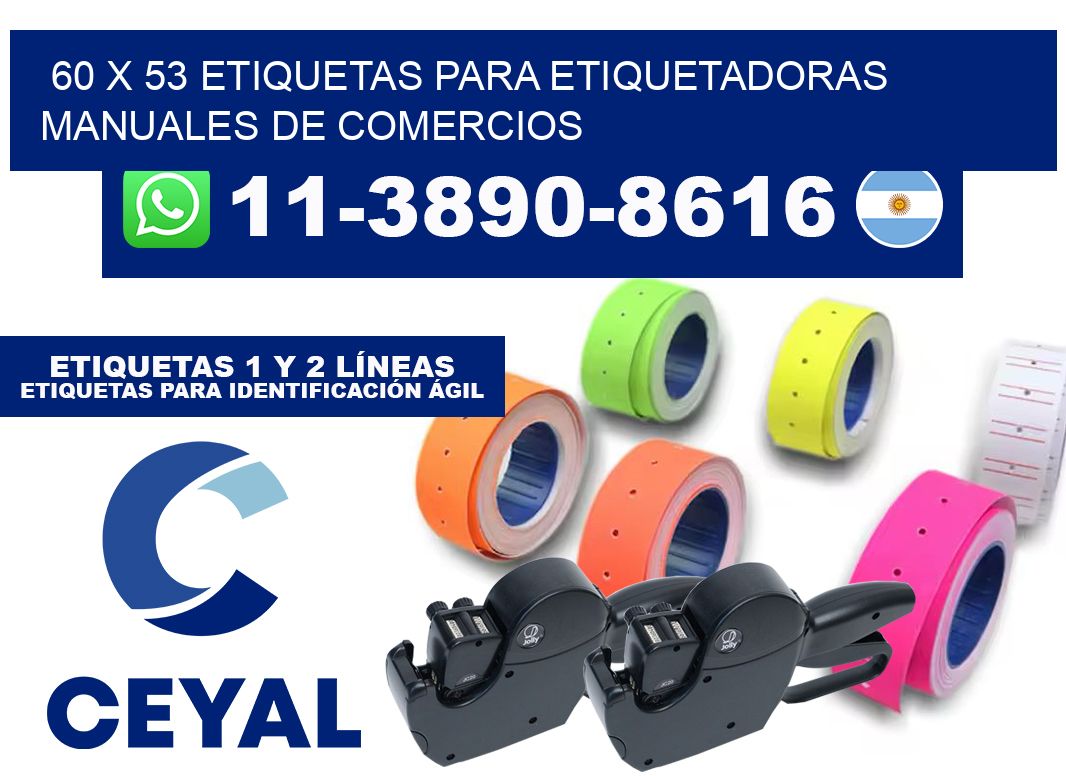 60 x 53 etiquetas para etiquetadoras manuales de comercios