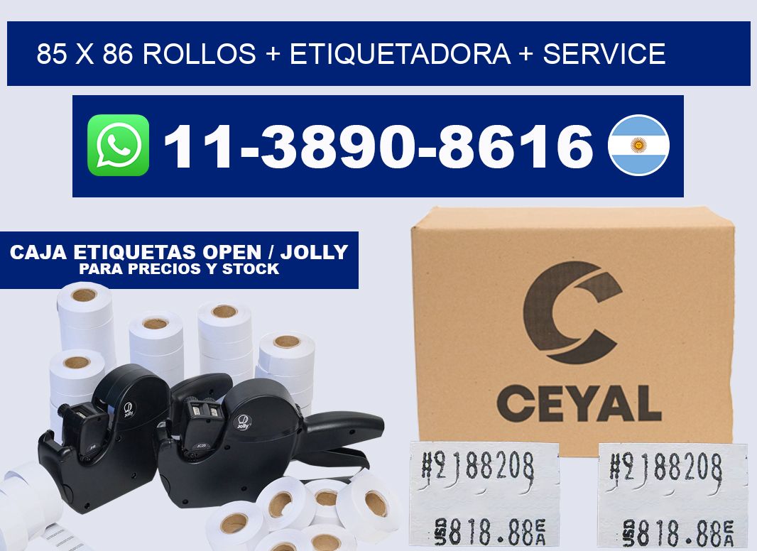 85 x 86 rollos + etiquetadora + service