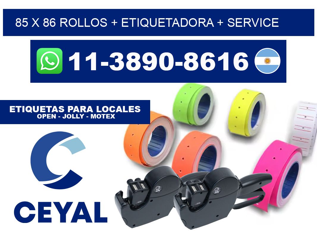 85 x 86 rollos + etiquetadora + service