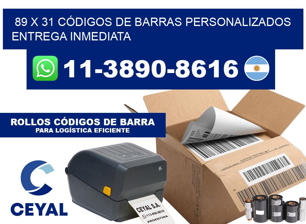 89 x 31 CÓDIGOS DE BARRAS PERSONALIZADOS ENTREGA INMEDIATA