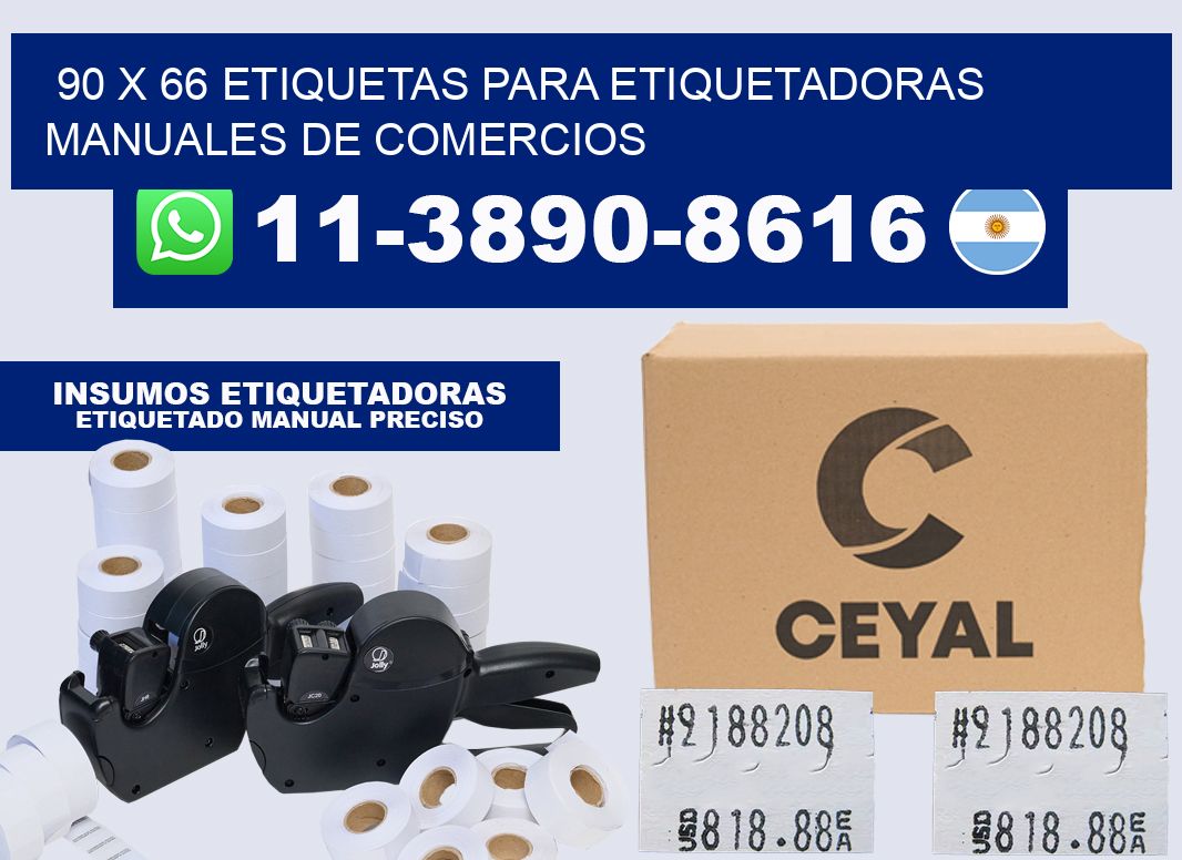 90 x 66 etiquetas para etiquetadoras manuales de comercios