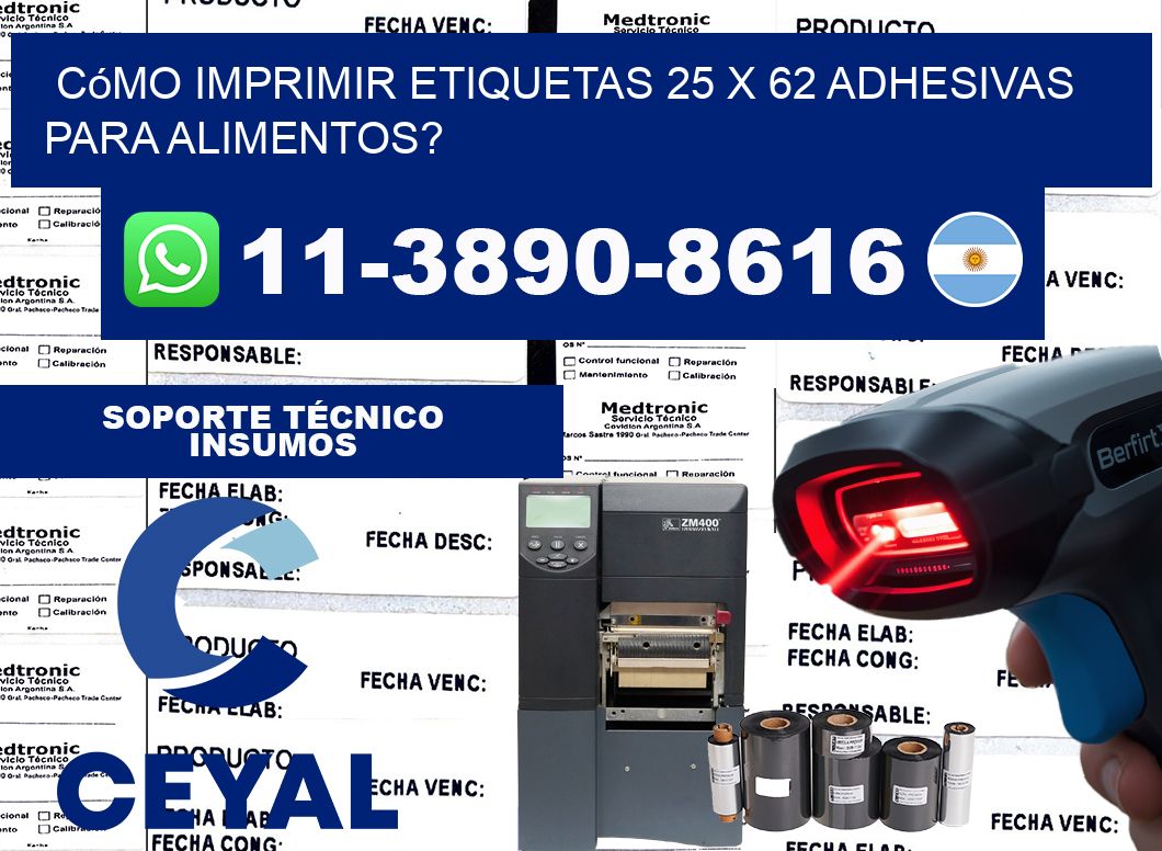 Cómo imprimir etiquetas 25 x 62 adhesivas para alimentos?