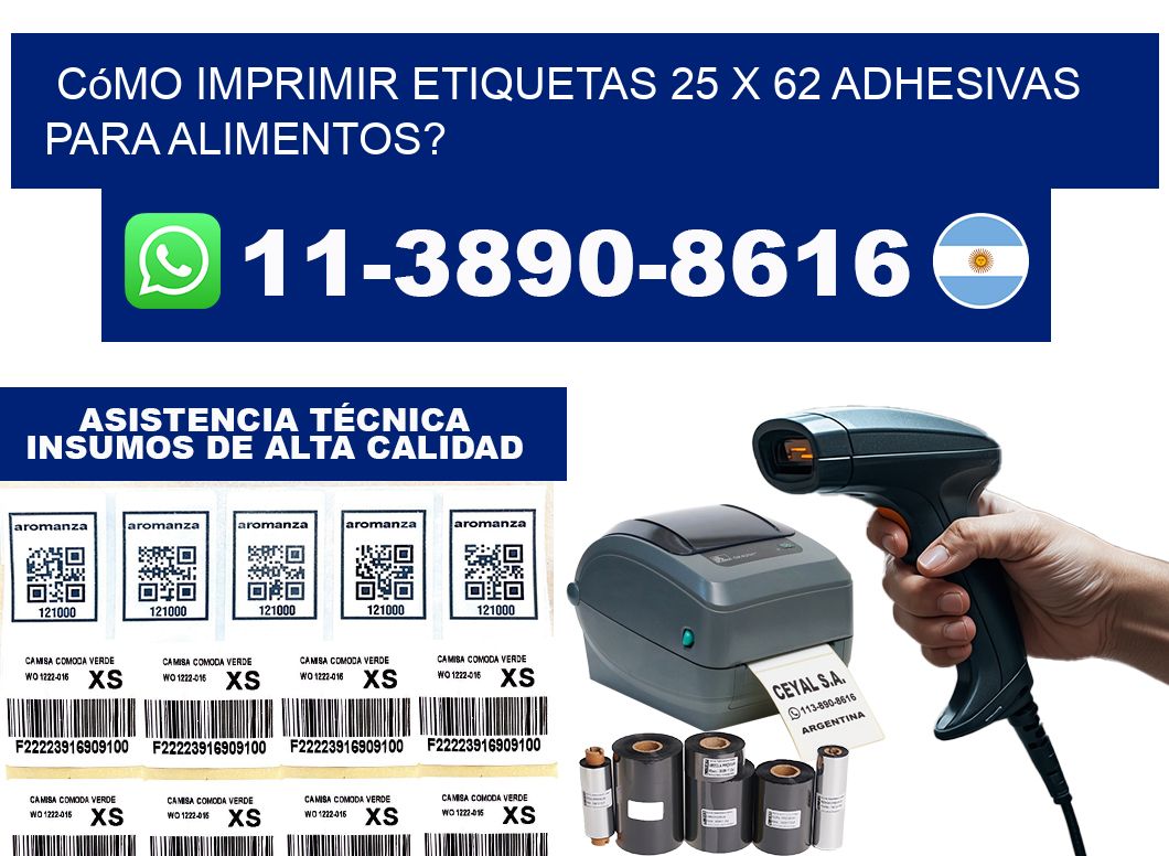 Cómo imprimir etiquetas 25 x 62 adhesivas para alimentos?