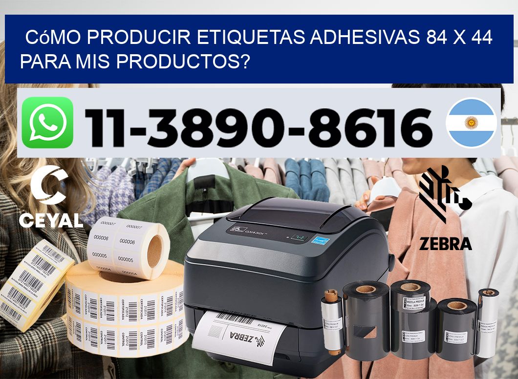 Cómo producir etiquetas adhesivas 84 x 44 para mis productos?