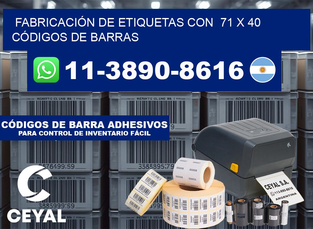 FABRICACIÓN DE ETIQUETAS CON 71 x 40 CÓDIGOS DE BARRAS