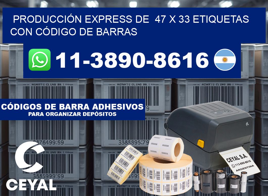 PRODUCCIÓN EXPRESS DE  47 x 33 ETIQUETAS CON CÓDIGO DE BARRAS