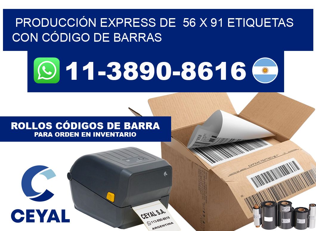 PRODUCCIÓN EXPRESS DE  56 x 91 ETIQUETAS CON CÓDIGO DE BARRAS