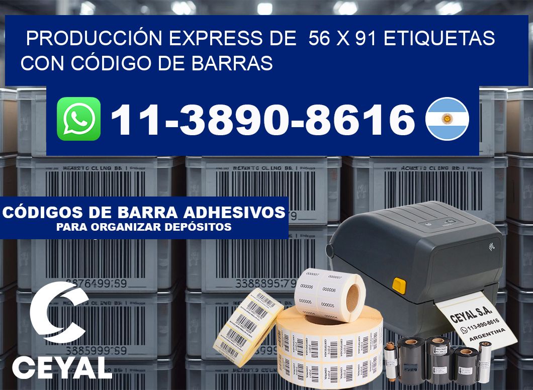 PRODUCCIÓN EXPRESS DE  56 x 91 ETIQUETAS CON CÓDIGO DE BARRAS