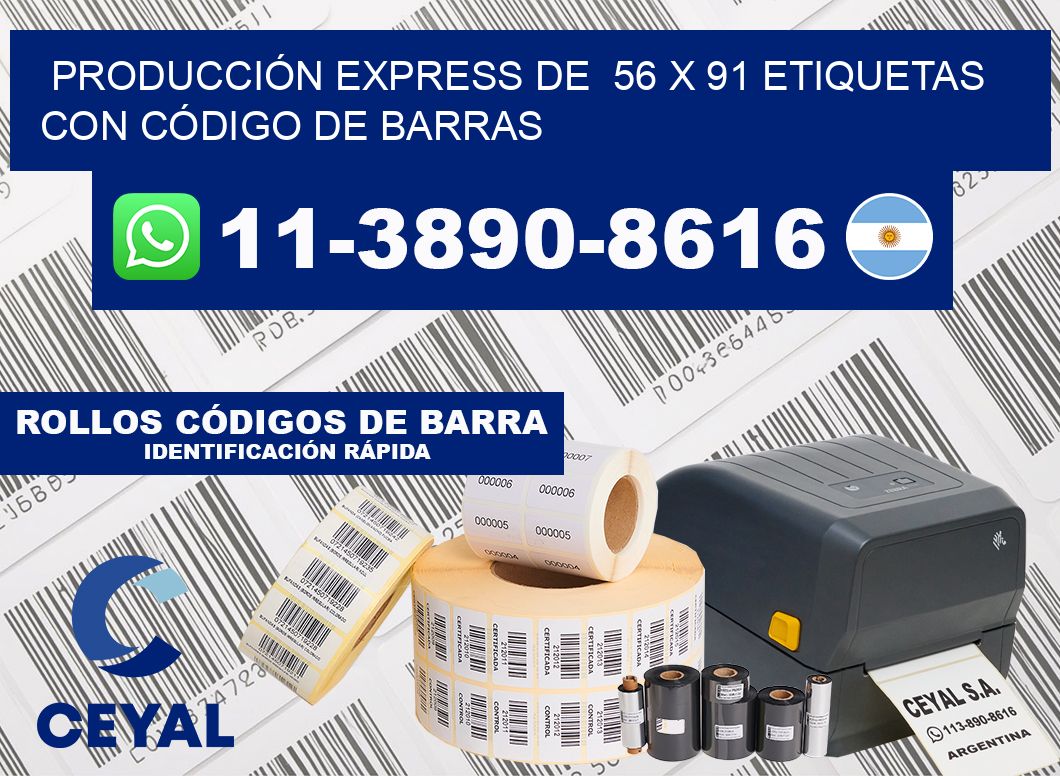 PRODUCCIÓN EXPRESS DE  56 x 91 ETIQUETAS CON CÓDIGO DE BARRAS