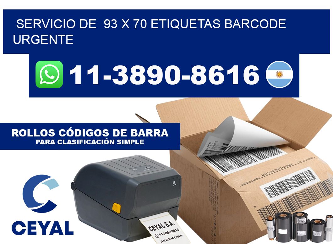 SERVICIO DE  93 x 70 ETIQUETAS BARCODE URGENTE