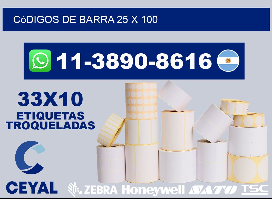 códigos de barra 25 x 100