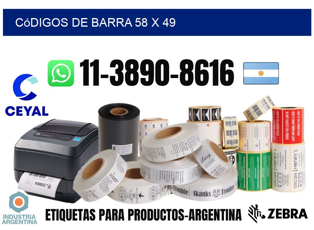 códigos de barra 58 x 49