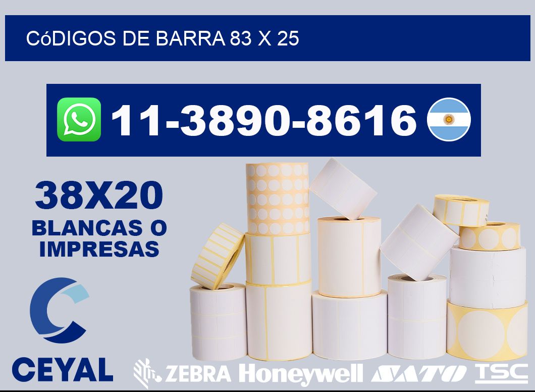 códigos de barra 83 x 25