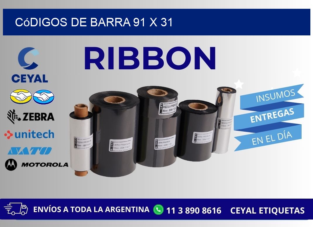 códigos de barra 91 x 31